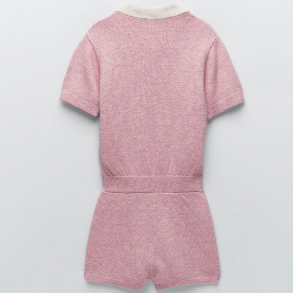 Zara Pink Short Knit Jumpsuit Romper - Picture 4 of 9